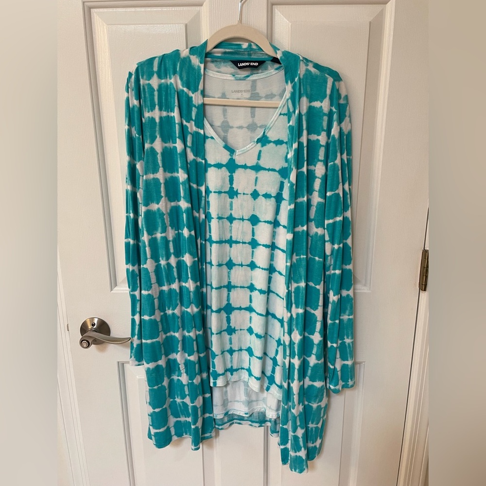 Land’s End Long Tank and Cardigan